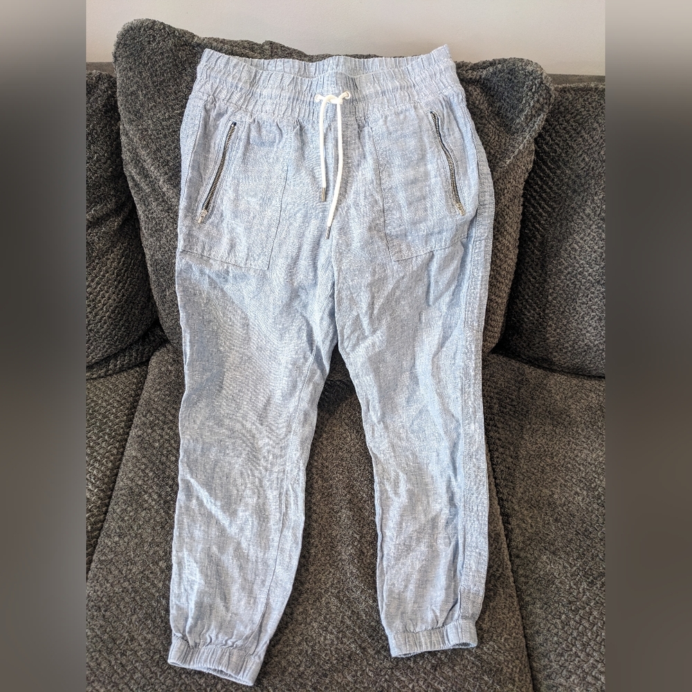 Athleta Cabo Linen Jogger Chambray Blue Size 6P - Picture 2 of 13